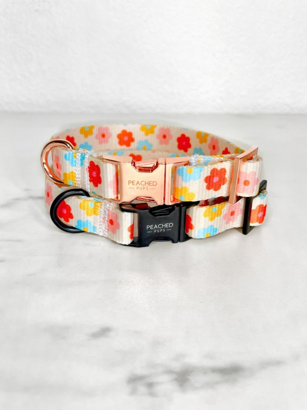 2 Flower Dog Collars 3/4" Width Size Medium